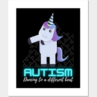 Autism awareness Dabbing unicorn puzzle piece kids Posters and Art